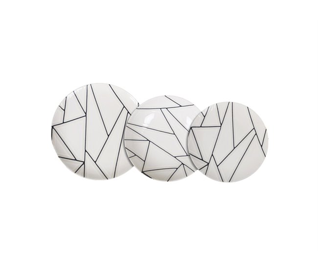 Vajilla GEOMETRIC 12 piezas La mediterránea Blanco/ Negro