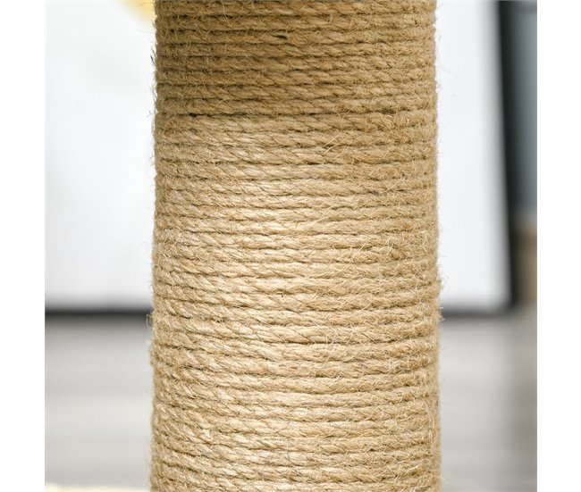 Árbol para Gatos Aglomerado de Madera, Felpa, Yute y Algas PawHut Beige