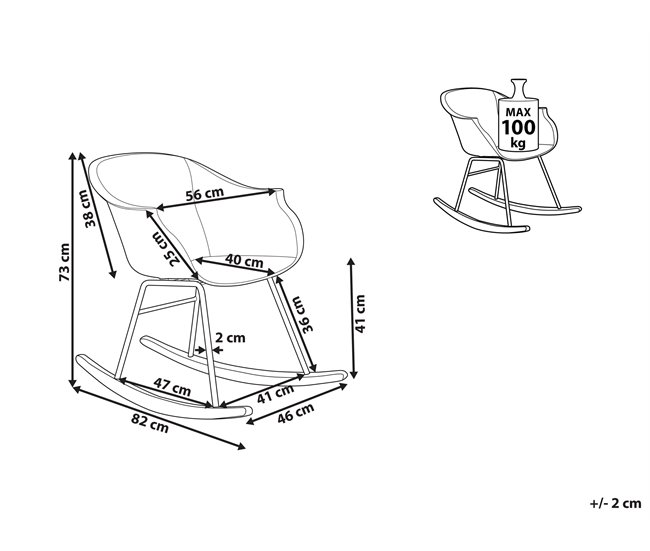 Beliani Silla mecedora HARMONY Rosa