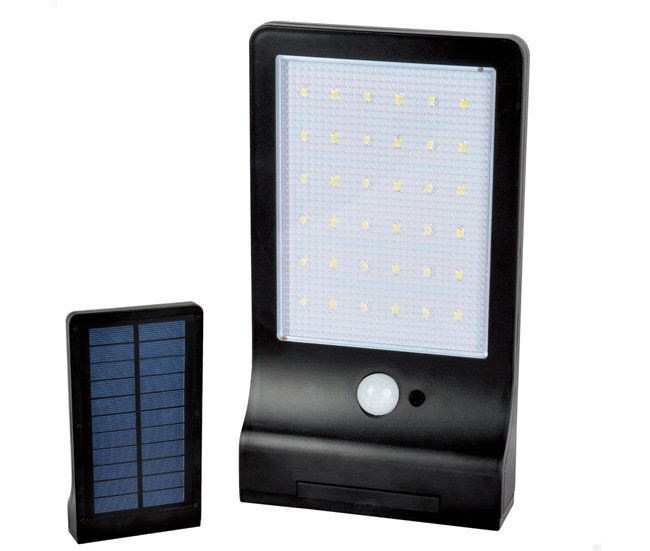 Foco solar exterior luz LED jardín c/sensor movimiento Aktive Negro