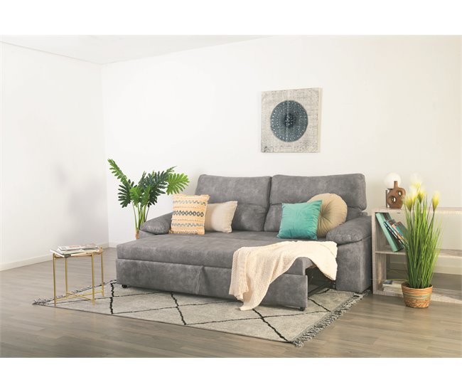 Sofá cama MIXX con almohadas de respaldos Gris