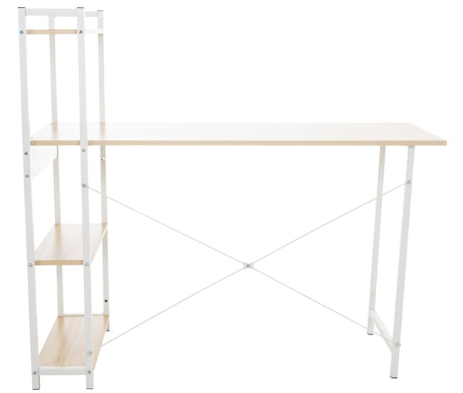 Escritorio Poe De Madera Con Estantería 120x44 Arena