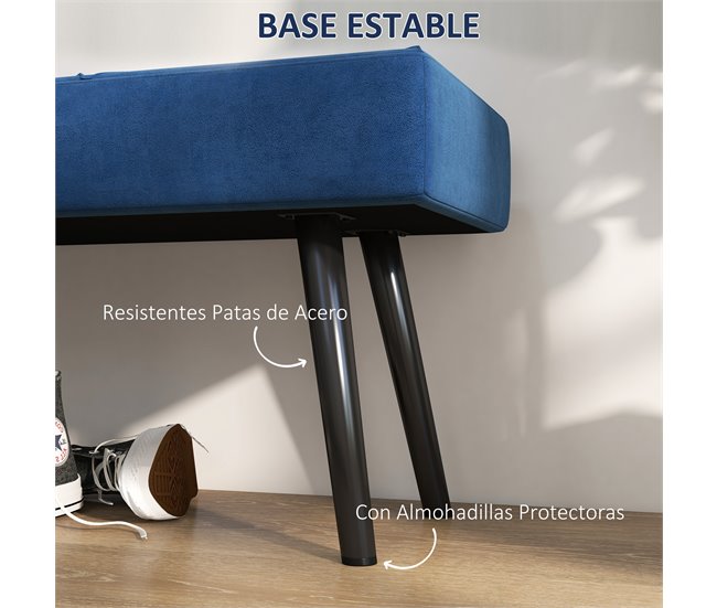 Banco de Cama Poliéster, Espuma HOMCOM Azul