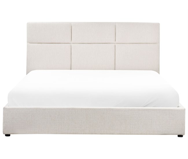 Beliani Cama con almacenaje Poliéster LAGORD 180x214 Crema