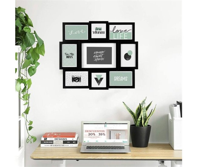 WELL HOME - Marco decorativo para pared - 9 fotos Negro