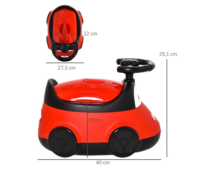 Orinal para Bebé PP, ABS, TPR HOMCOM Rojo