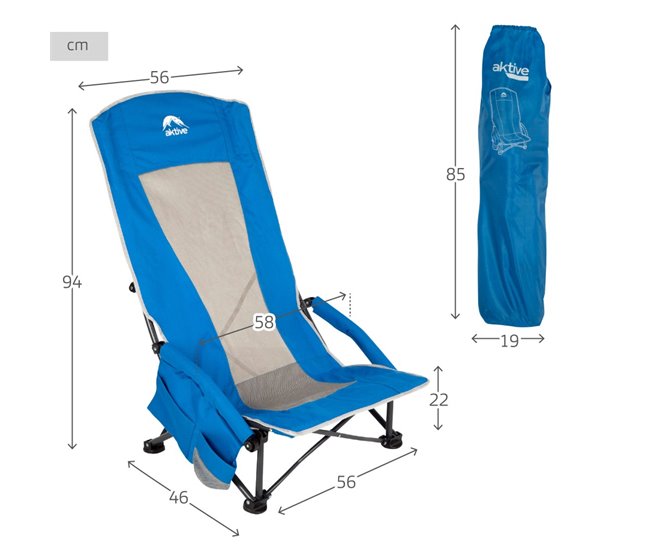 Aktive Silla plegable baja y transpirable Azul