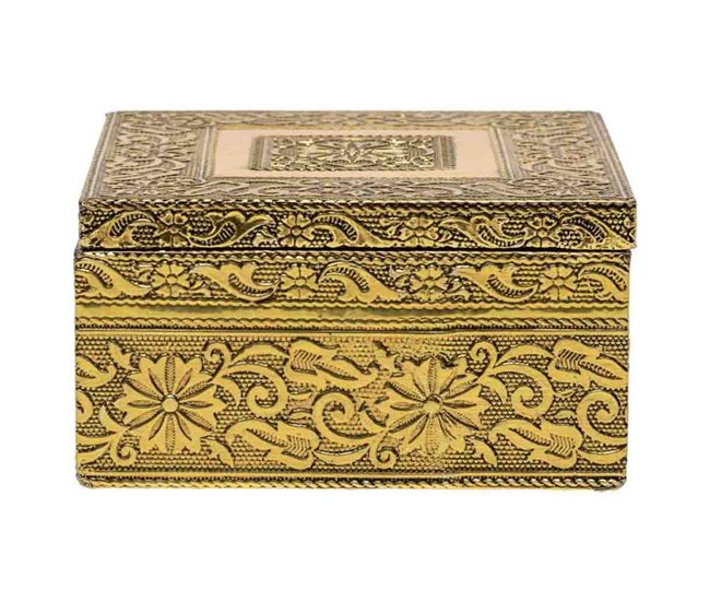 Joyero de metal repujado Dorado