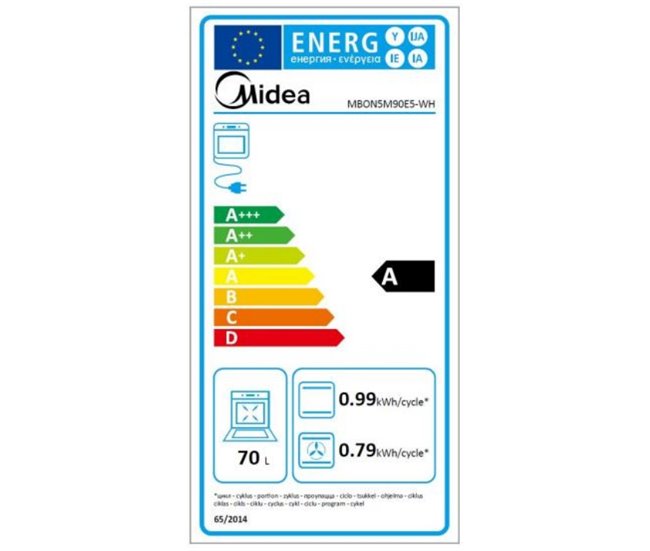 Midea MBON5M90E5-WH - Horno Multifunción 70 Litros 9 Funciones Clase A Blanco