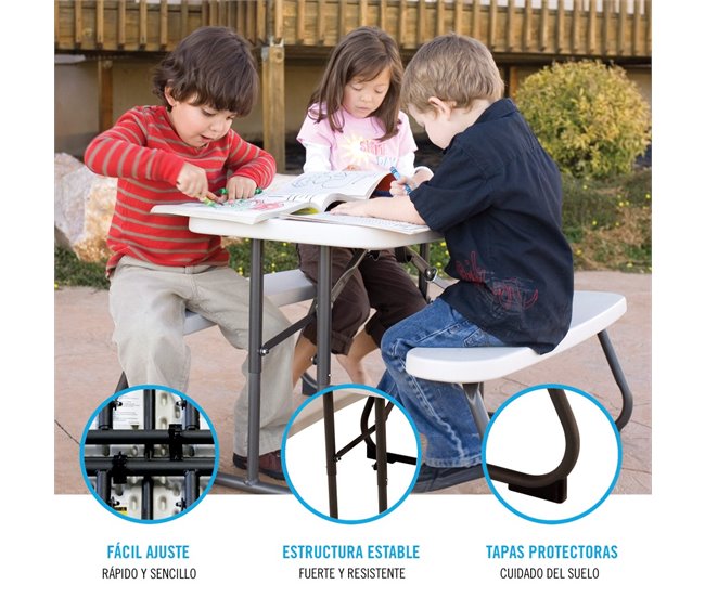 Mesa plegable picnic ultrarresistente infantil LIFETIME 82,5 x 90 x 53,5 cm UV100 Crema
