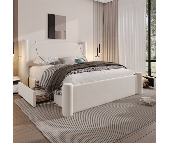 Camas de matrimonio 190x202 Beige