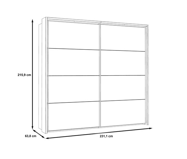 Armario RICCIANO puertas correderas 230x215cm roble Roble