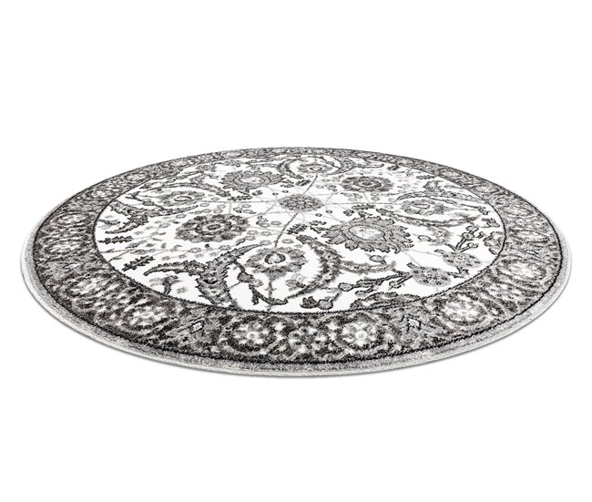 Alfombra MATEO 8037/644 círculo Moderna marco flores 100x100 Gris