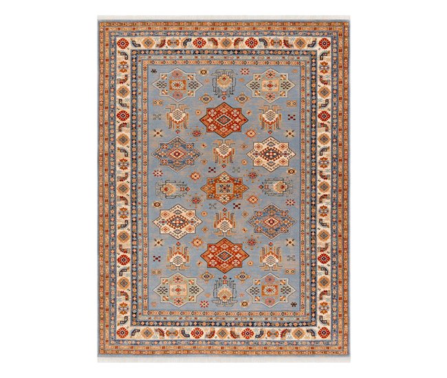 Alfombra KESHAN franjas Marco oriental 7683/53544 250x340 Azul