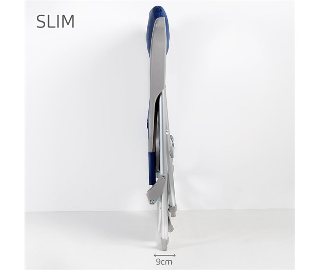 Silla de playa multiposición plegado Slim c/mesa y cojín Aktive Azul Marino