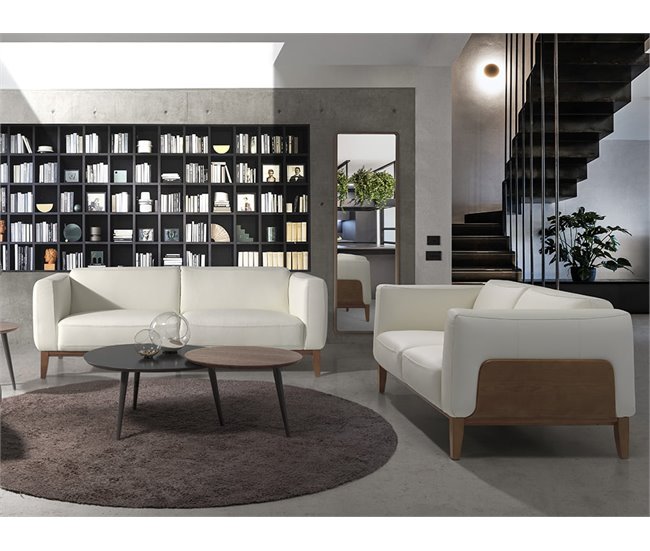 ANGEL CERDA Sofá 2 plazas tapizado en piel Nogal