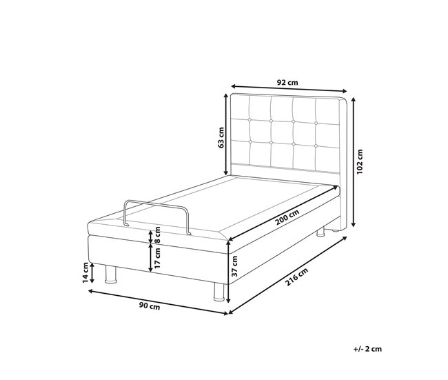 Beliani Cama ajustable Poliéster DUKE 92x216 Beige