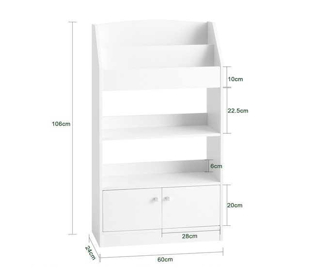 Estantería estándar Infantil para Libros KMB11-W SoBuy Blanco