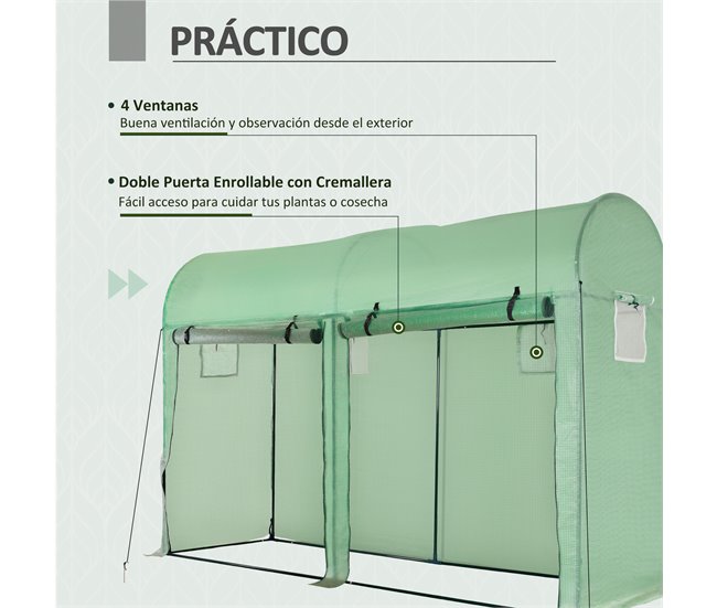 Invernadero Acero, PE Outsunny Verde