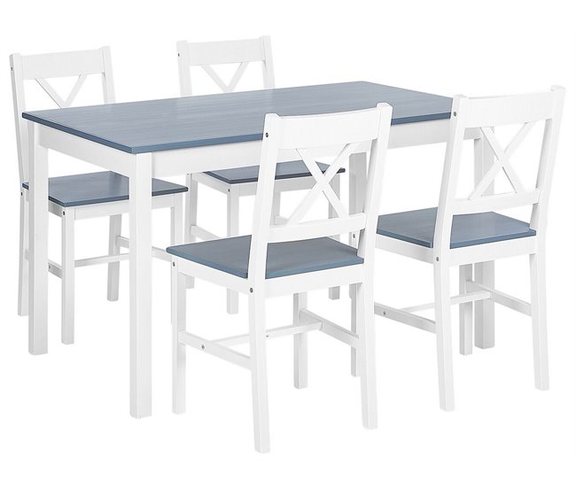 Beliani Conjunto de comedor MOANA Blanco