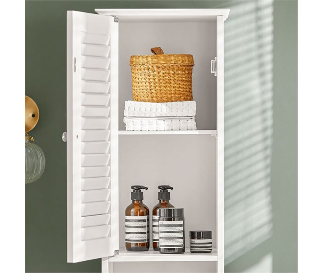 Armario Alto para baño 2 Puertas y 1 cajón FRG236-W SoBuy Blanco