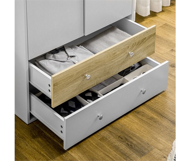 Armario de Ropa Melamina de Madera HOMCOM Blanco