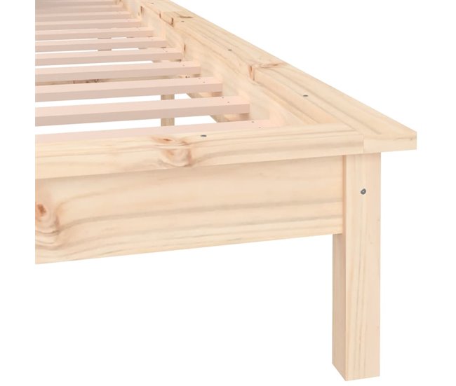 Estructura de cama de madera maciza con LED 120x200 Blanco