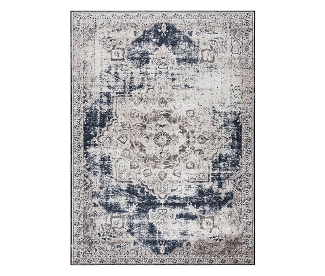 Alfombra lavable ANDRE 1090 Ornamento vintage 160x220 Gris Azul