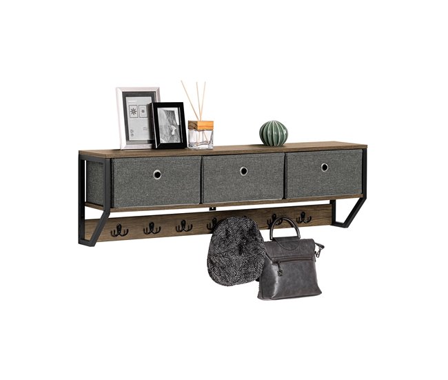 Perchero de Pared para Pasillo Estilo iIndustrial FHK26-N SoBuy Marron