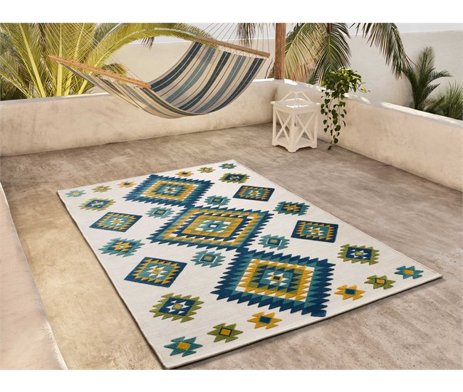 Alfombra geométrica con relieve de interior/exterior MILA - ATTICGO 80x150 Multicolor