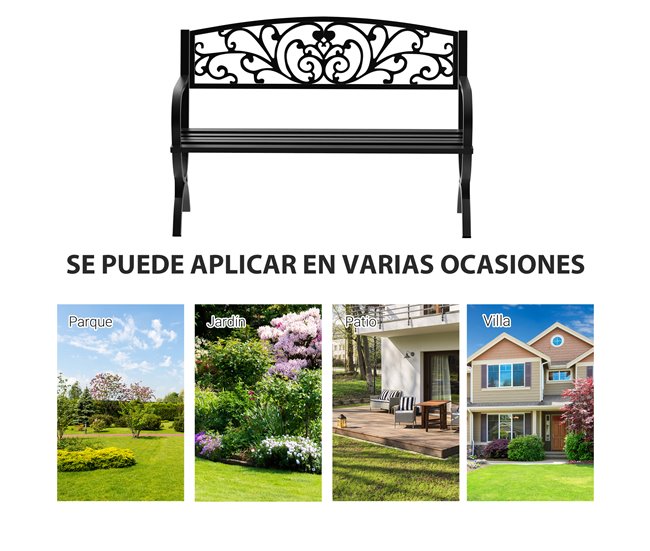 Banco de Jardín Hierro Outsunny 127x60 Negro