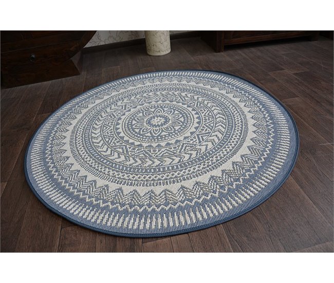 Alfombra de cuerda sisal FLAT círculo Vidriero 120x120 Azul