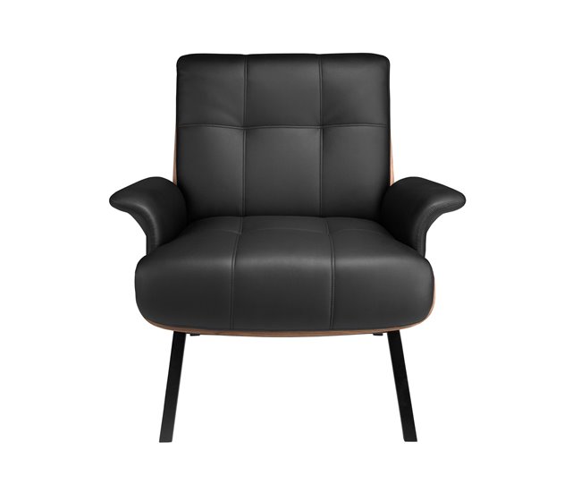 ANGEL CERDA Sillón polipiel negro Negro/ Madera