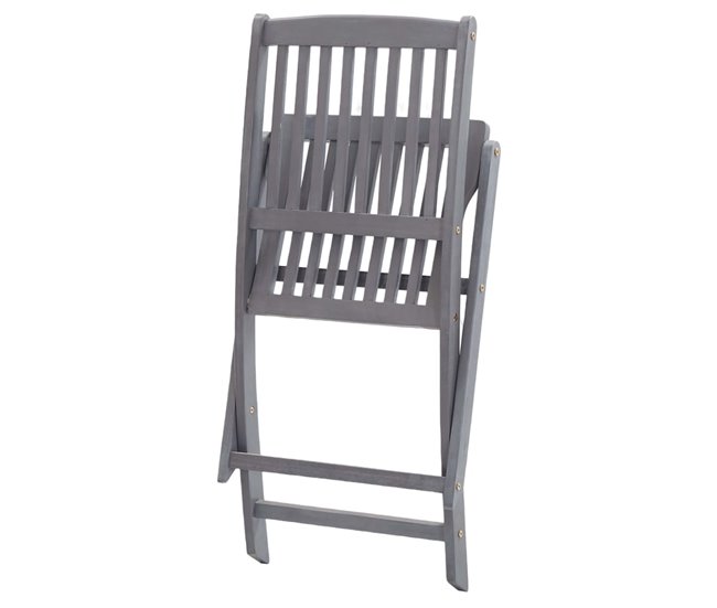 8 Sillas de jardín plegables de madera con cojines Crema