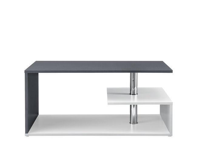 Mesa de centro Haarlem con estante aglomerado 90x50 Gris Oscuro