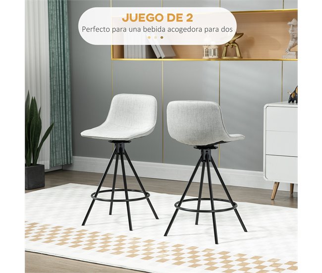 Taburetes de Cocina Poliéster, Espuma, Acero, Tablero Multicapa Gris