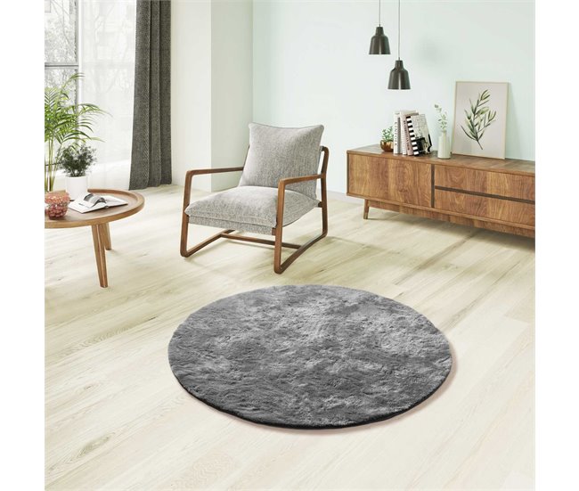 Alfombra lisa de pelo alto ROMA - ATTICGO 120x120 Antracita