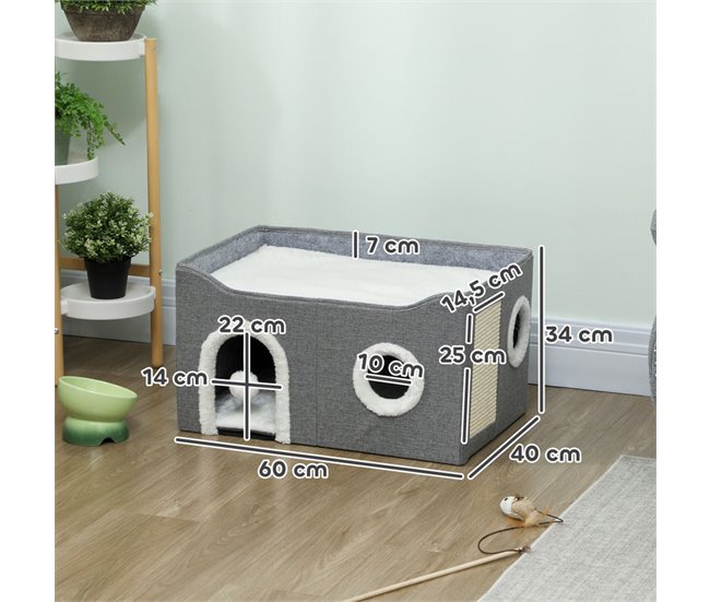 Casa para Gatos MDF, Sisal PawHut Gris