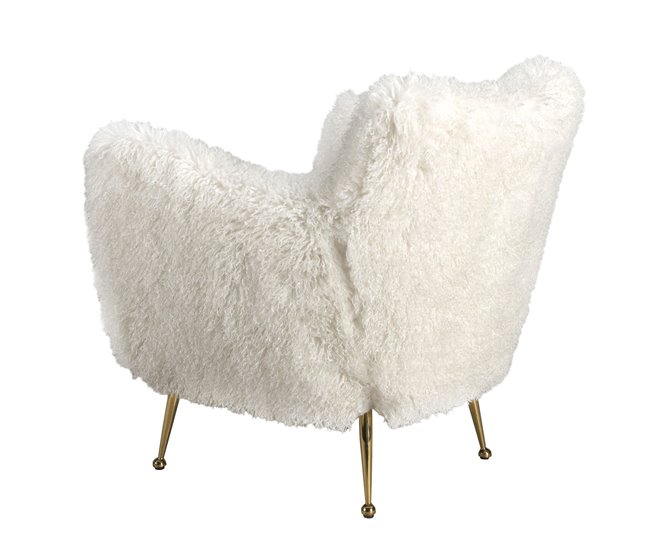 ANGEL CERDA Sillón tela pelo largo blanco Dorado