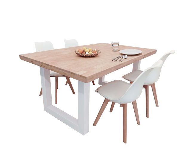 Conjunto de Mesa Fija + 4 Sillas Bristo 160x100 Roble