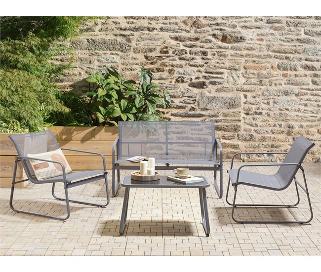 Beliani Conjunto longue Acero BARREA Gris