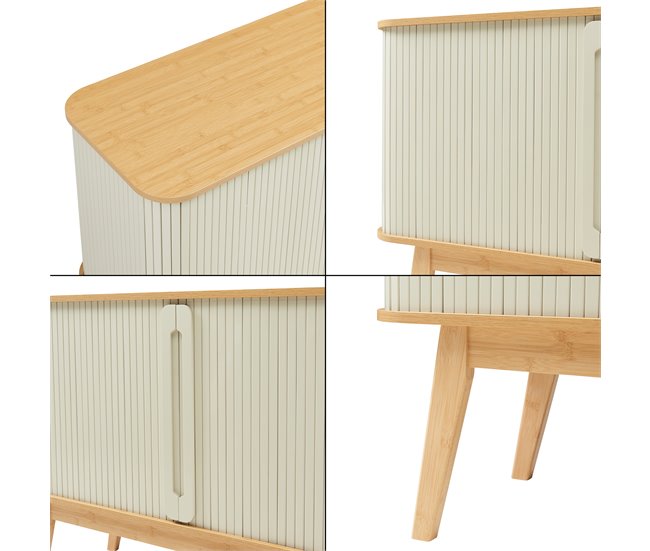 Aparador Tysvær bambú con puertas [en.casa] 110 Blanco/ Madera