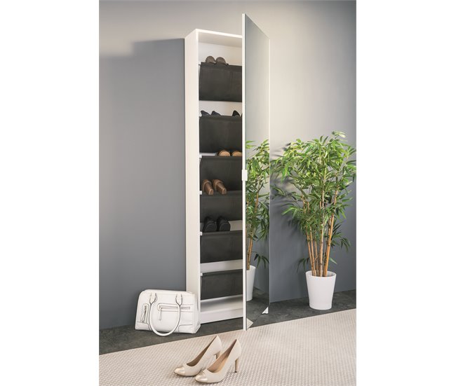 Zapatero 1 puerta con espejo ZUMA Blanco