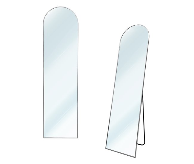 Espejo de Pie Metal Square Cuerpo Entero con Soporte Suelo 50x5 Grafito