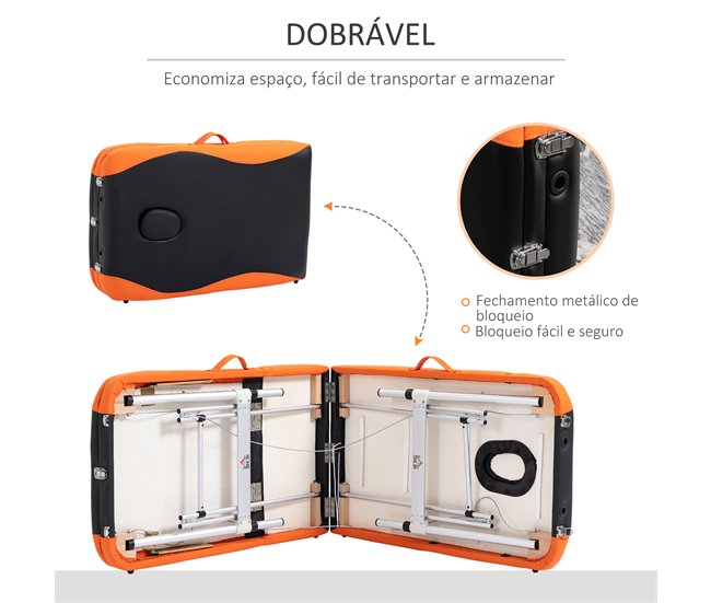 Camilla de Masaje Plegable PU, Aluminio, Plástico HOMCOM Multicolor