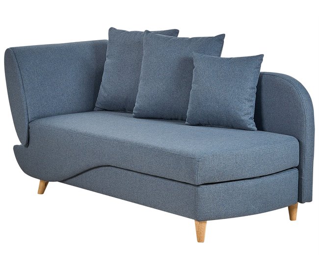 Beliani Chaise longue izquierdo Lino sintético MERI Azul