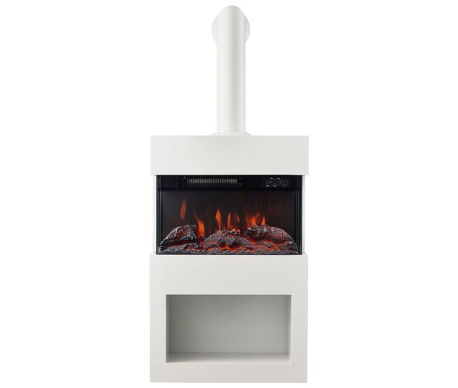 KAMINIO Eléctrica Chimenea HENRI con Tubo de Chimenea Blanco