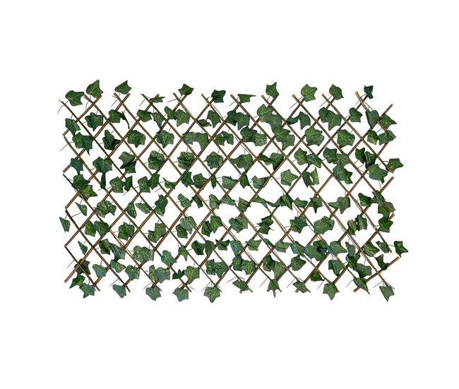 Acomoda Textil – Celosía Extensible de Madera Natural con Hojas. Verde