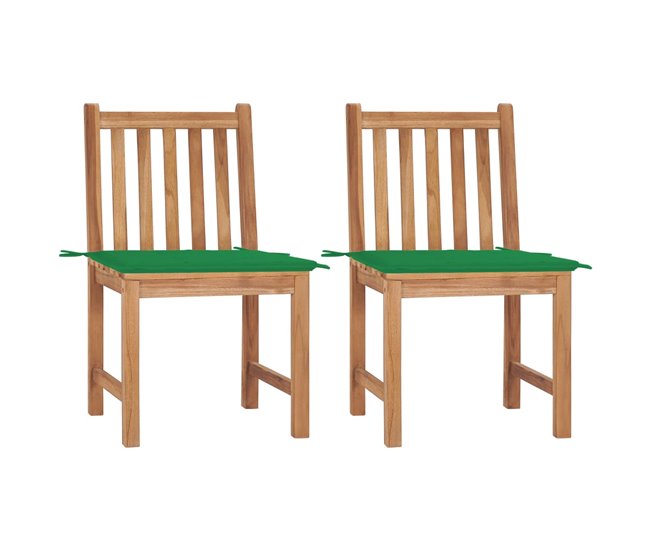 2 Sillas de jardín de madera maciza de teca con cojines Antracita