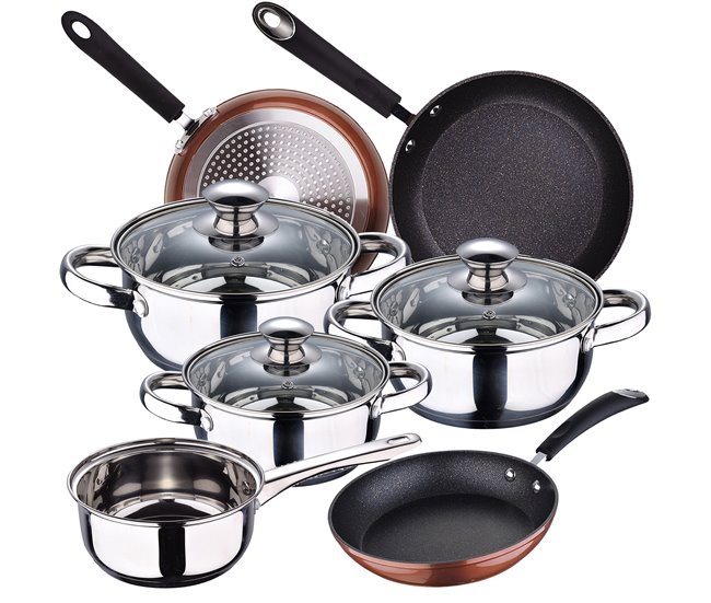 Bateria de cocina 7 piezas con juego de sartenes Multicolor